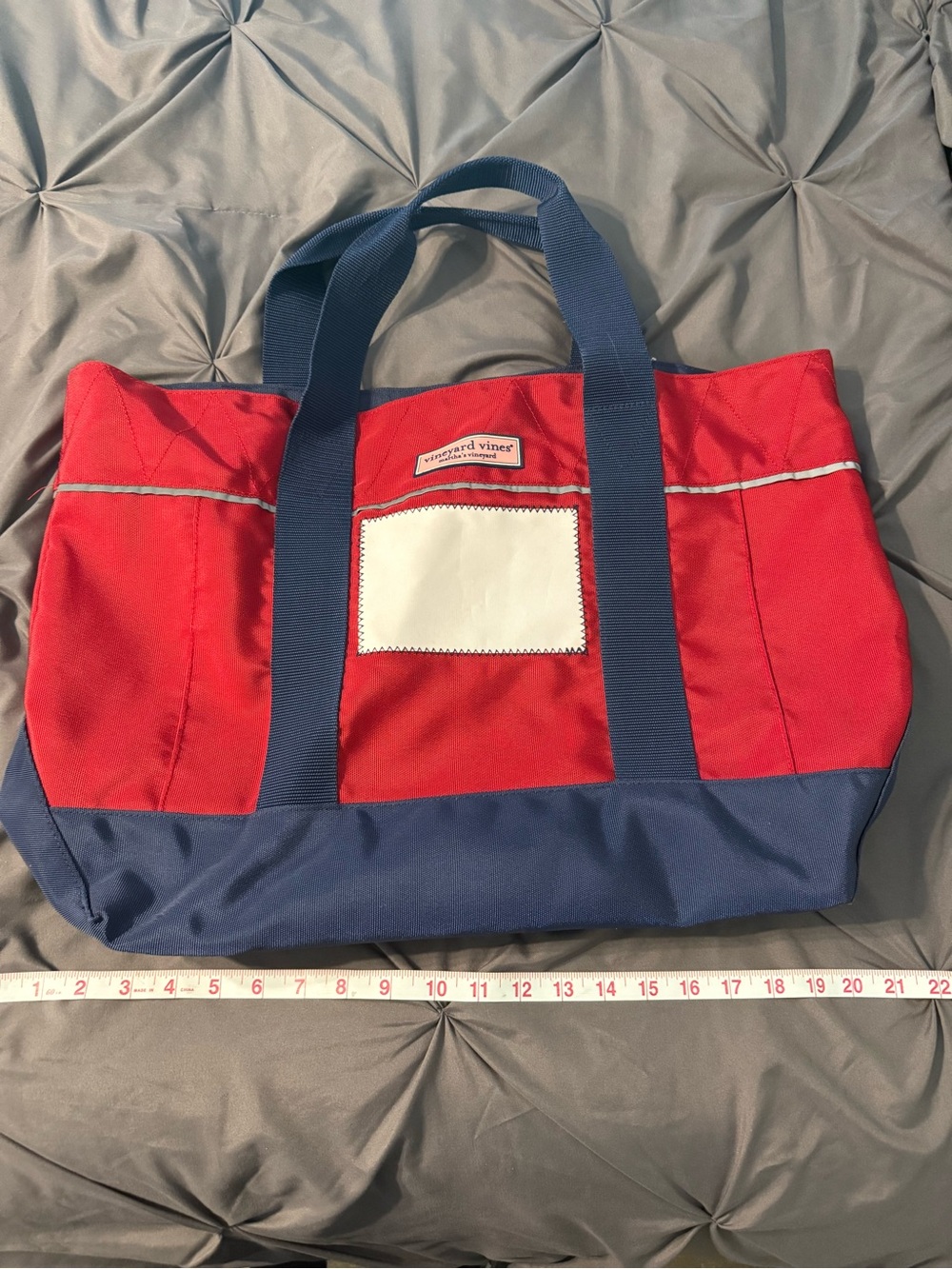 Vineyard Vines Red and Navy Canvas Tote bag